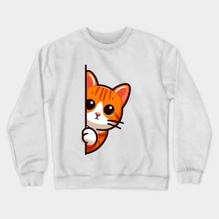 Orange Cat Peeking Crewneck Sweatshirt